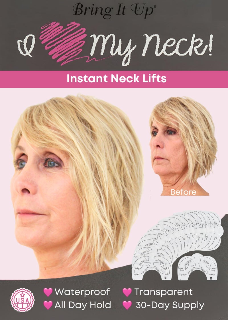 Bring It Up Instant Neck Lift Tape 30 Day Supply, Transparent Neck Lifting Anti Wrinkle Stickers - Tones Sagging Necklines Instantly - Made in USA - Image 1